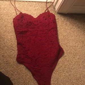 Red lace bodysuit